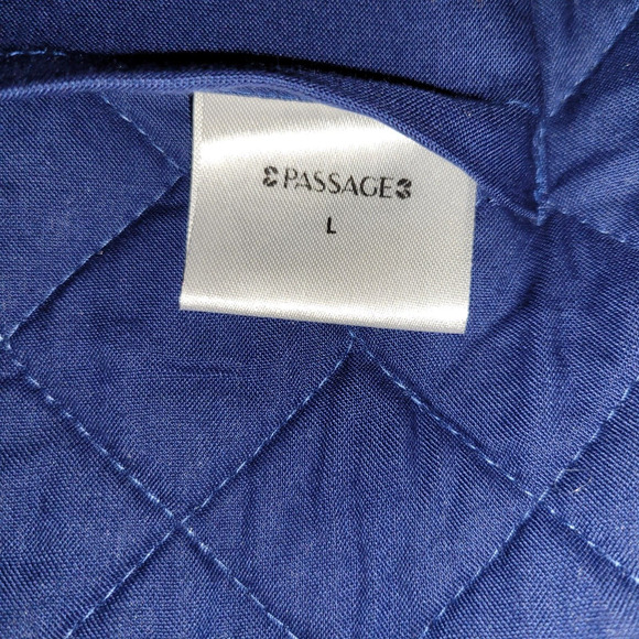 Passage Quilted Jacket Large Blue Floral Reversible Full Zip Cottagecore Boho - Picture 12 of 14